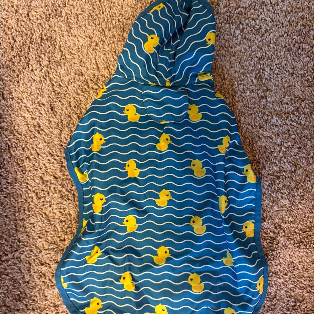 Blue Duck Pattern Dog Raincoat